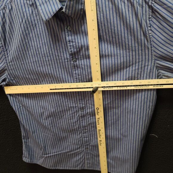 H&M Mens Button Up Shirt Gray/Blue Size XL 100% Cotton Long Sleeve Collar - Picture 3 of 12